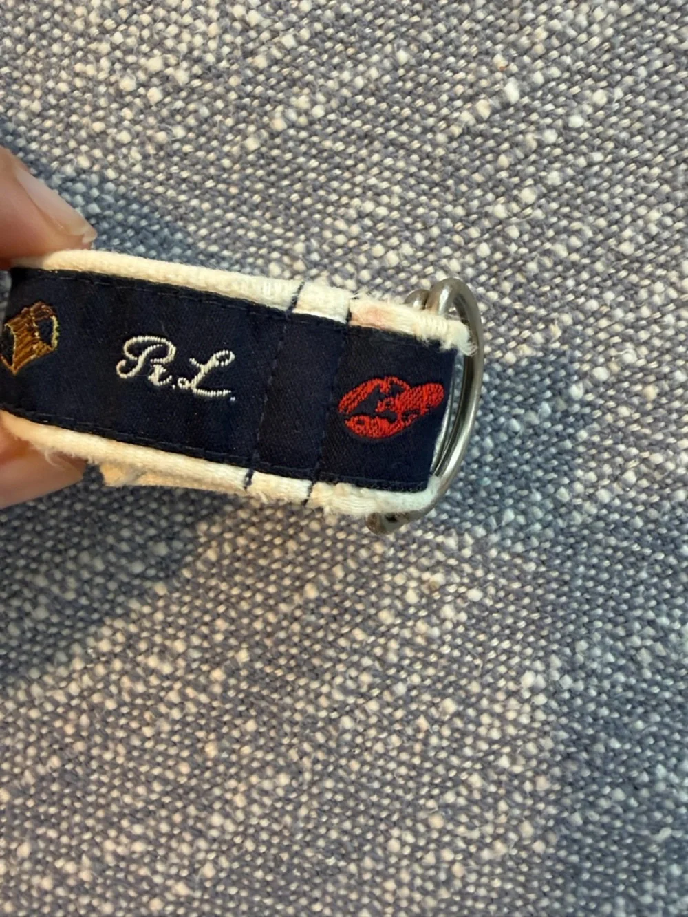 Ralph Lauren blue belt baby-toddler náutica themed lobsters 22”